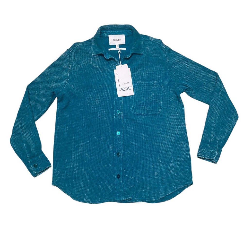 NWT CHRLDR Lauren Oversized Waffle Knit Button Down
